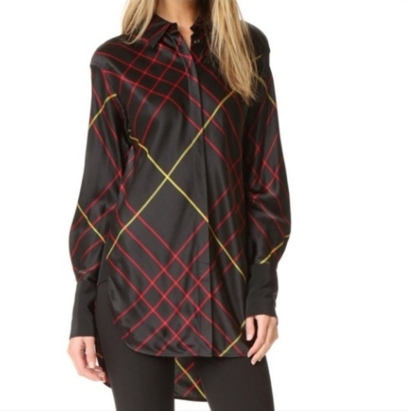 rag & bone Tops - Rag & Bone Windowpane Edith Silk Blouse Dress Plaid Button Up